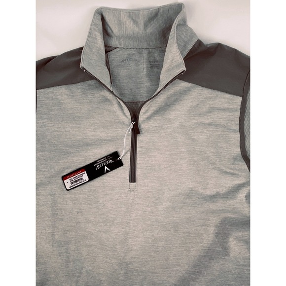 NEW ANTIGUA Men's Golf Pullover 1/4 Zip Light Gray‎ Heathered Size L- Smugges